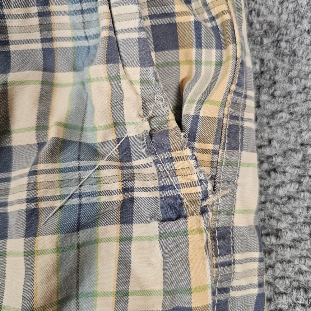 VTG Abercrombie & Fitch Mens Plaid Shorts Blue Green Tan Cotton Size‎ 34 Casual
